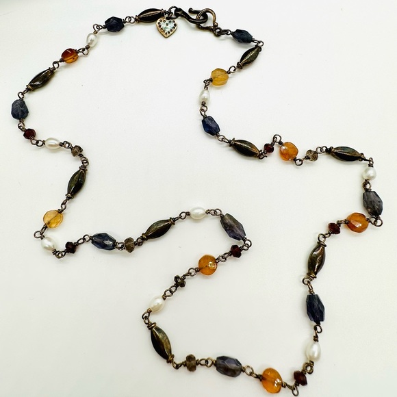 Vintage Silver Multi Precious Stone Necklace - Picture 13 of 17